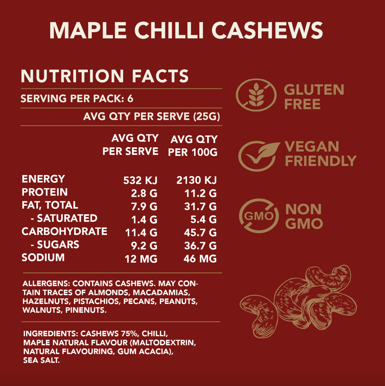 Kiwi Artisan Maple Chilli Cashews