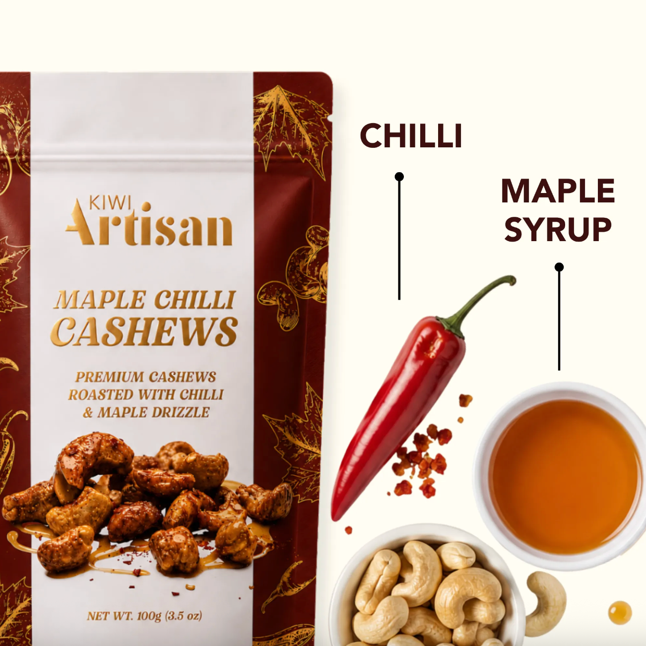 Kiwi Artisan Maple Chilli Cashews