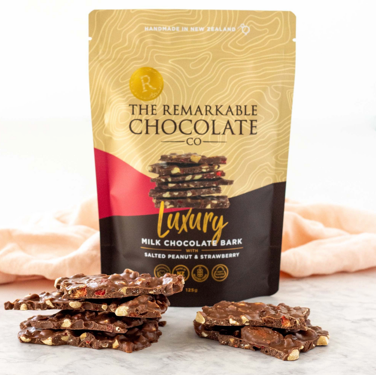 Salted Peanut & Strawberry Chocolate Bark