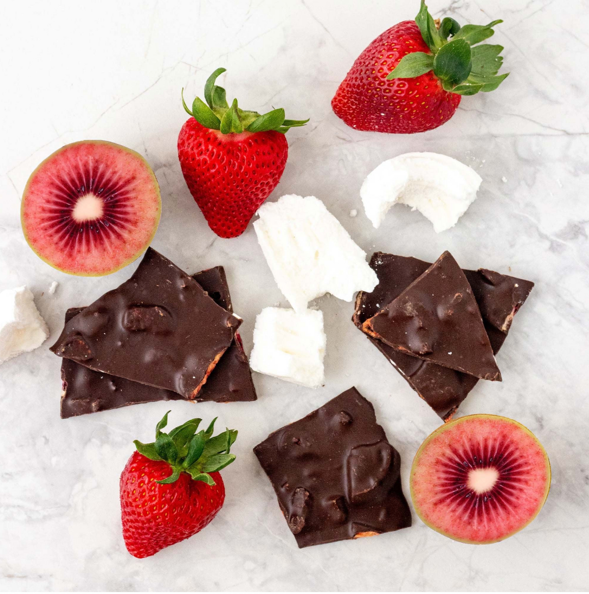 Kiwi Pavlova Chocolate Bark