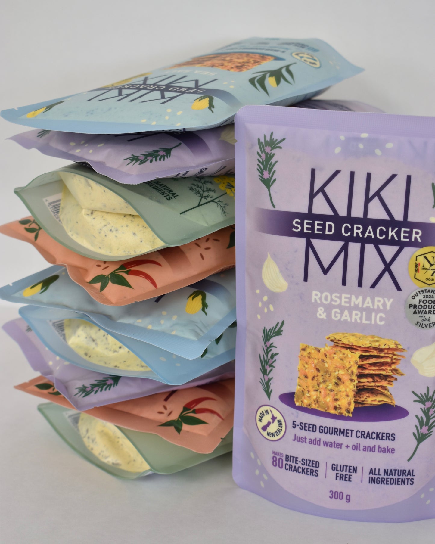 Gluten free Kiki cracker 10 pack bundle with assorted flavours ready for pantry stocking.