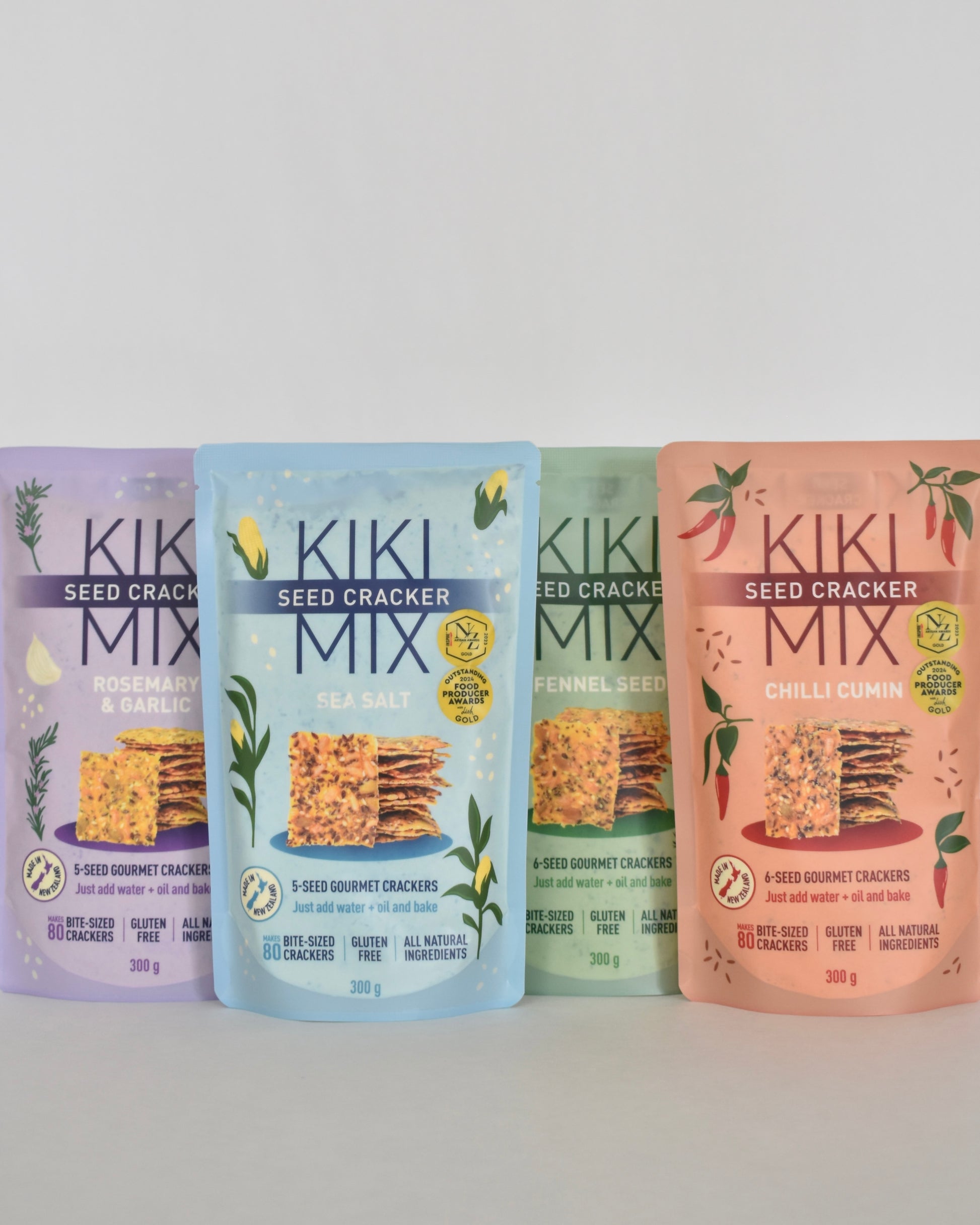 Kiki Stock Up Bundle with 6 packs of gluten free seed cracker mixes in assorted flavours.