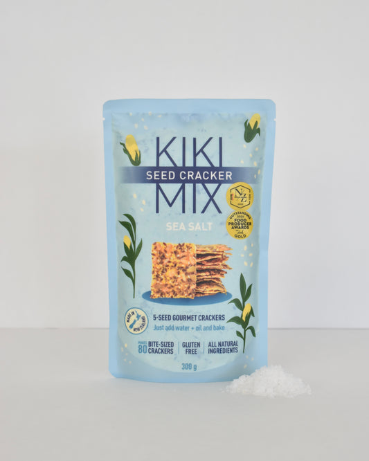 Sea Salt Kiki seed cracker mix with a simple savoury flavour and crunchy texture.